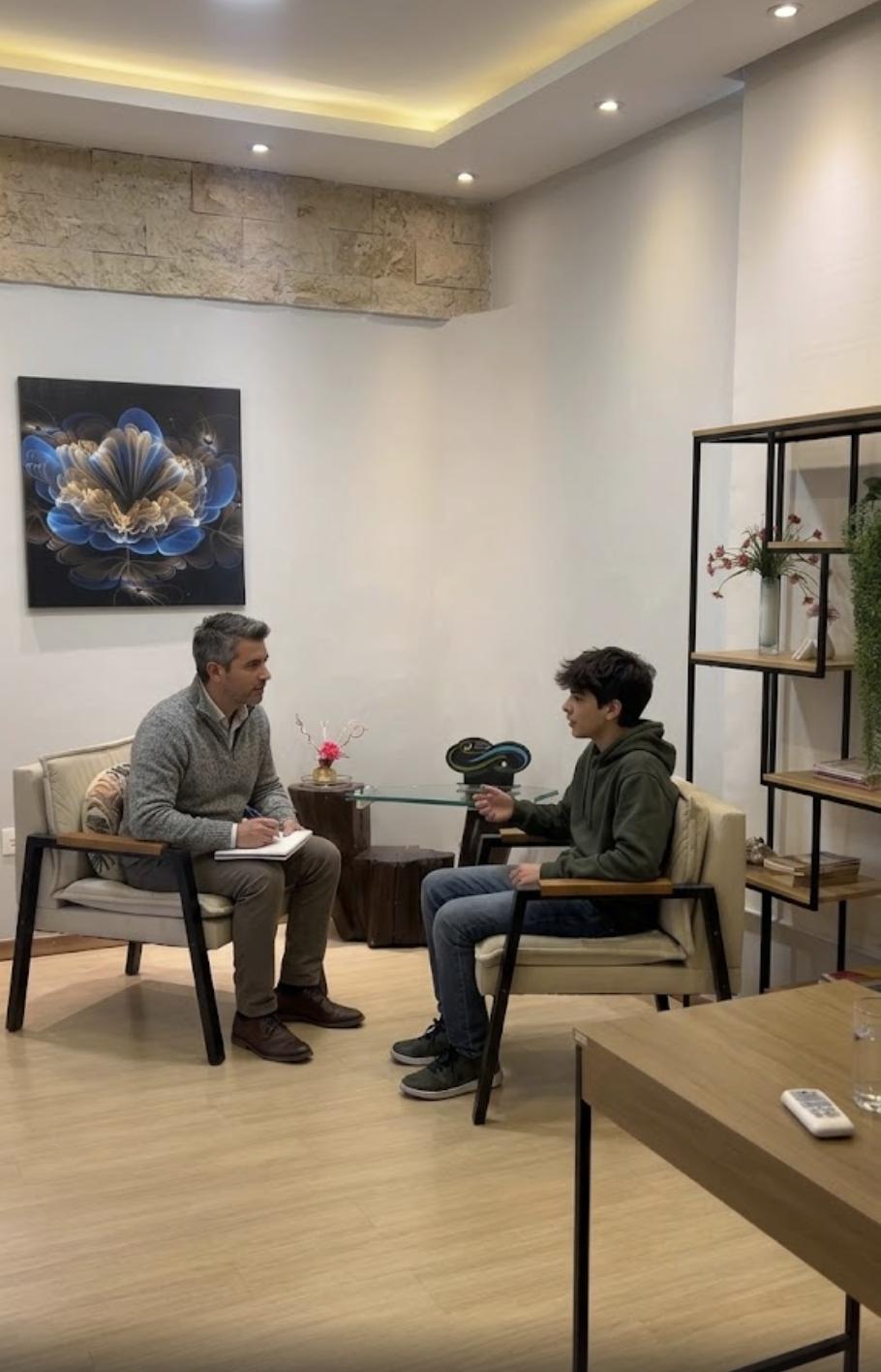 Sessão de terapia em ambiente acolhedor